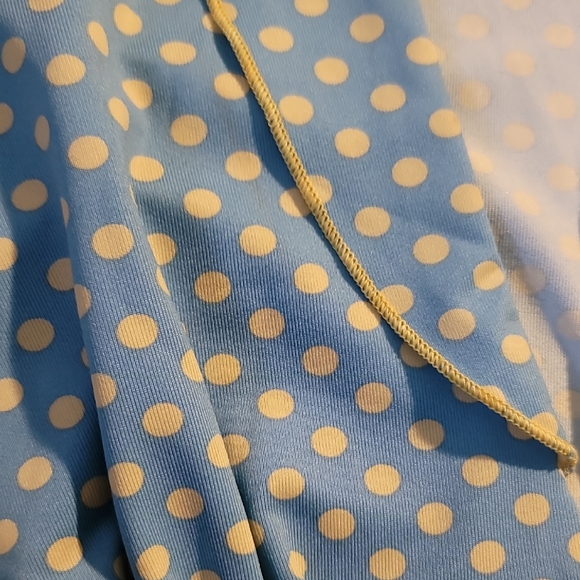 Pinup Couture Blue & Yellow Polka-dot Blouse Rare - Picture 12 of 15